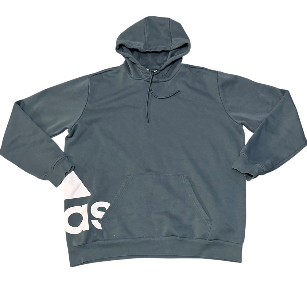 Adidas Mens‎ Big Logo Fleece Pullover Hoodie Blue Small S Activewear